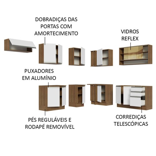 Cocina Integral Esquinera 469cm Glamy Madesa 01.