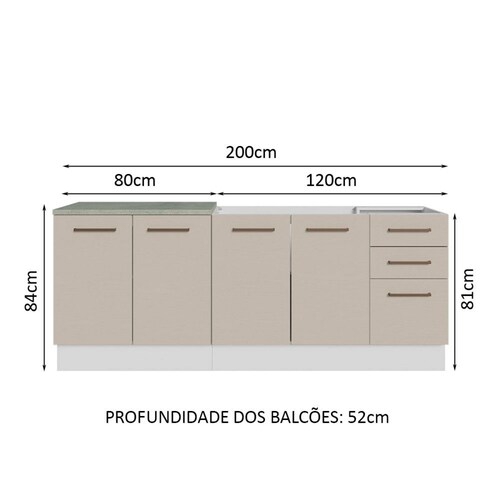 Kit Con 2 Muebles de Cocina Madesa Agata Sin Encimera Ni Tarja BC
