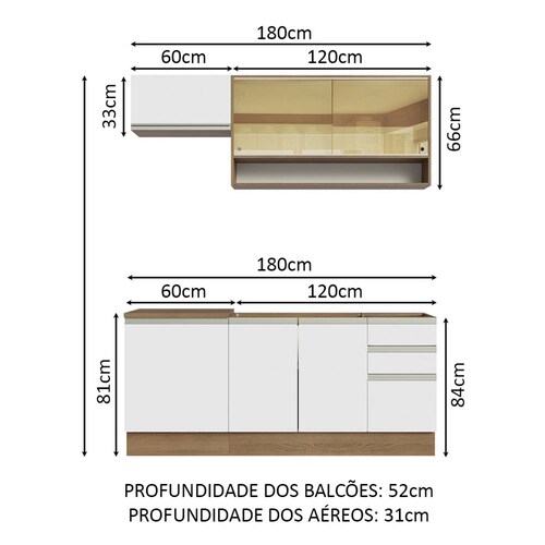 Cocina Integral 180cm Glamy Madesa 08.
