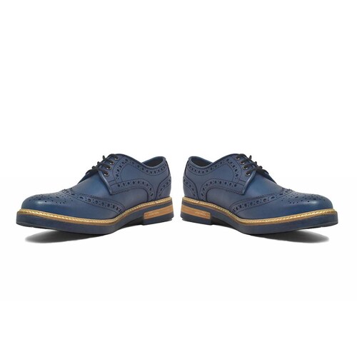 Zapatos Brogue Color Azul 