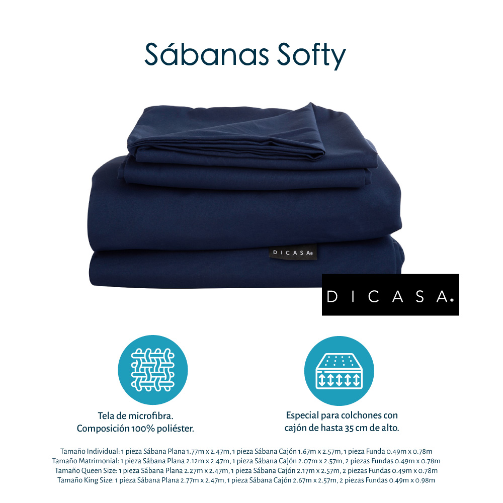 Juego de Sábanas Individual Dicasa Softy Azul Marino