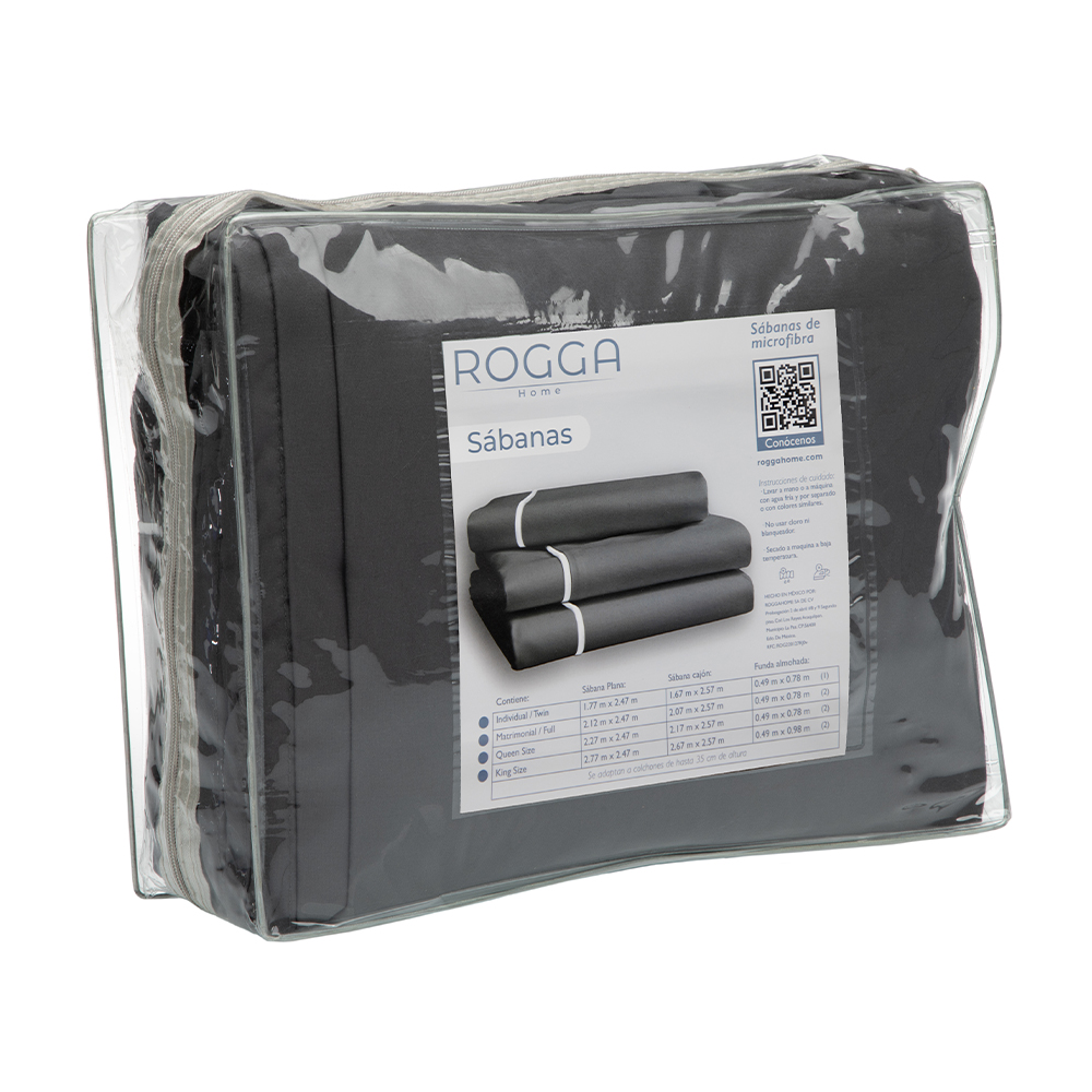 Juego de Sábanas Individual Rogga Royal Gris Oxford