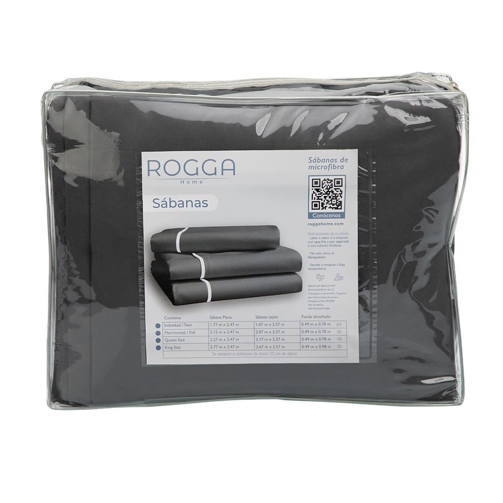 Juego de Sábanas Individual Rogga Royal Gris Oxford