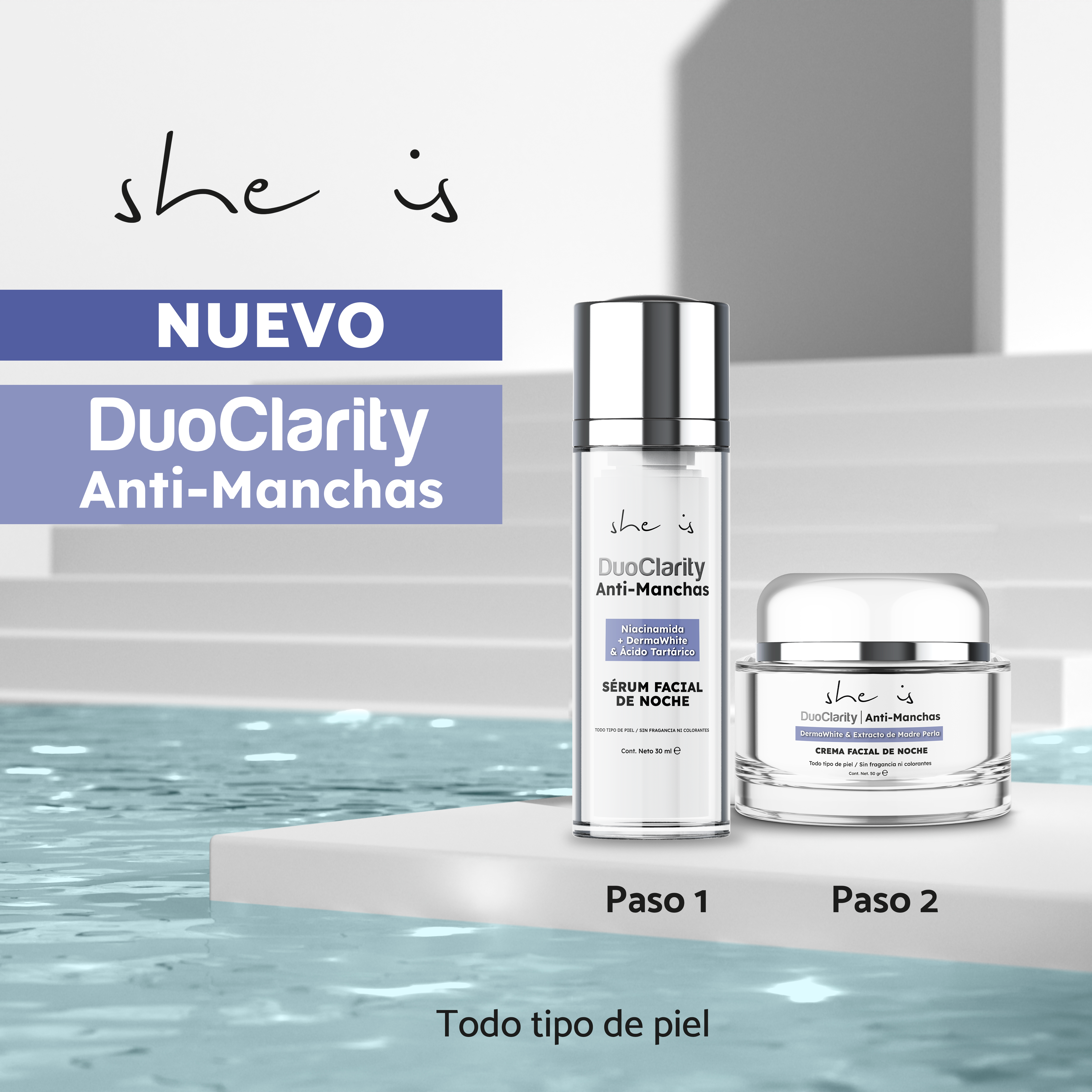 Set Facial Antimanchas DuoClarity (Tratamiento Nocturno) She is skincare 