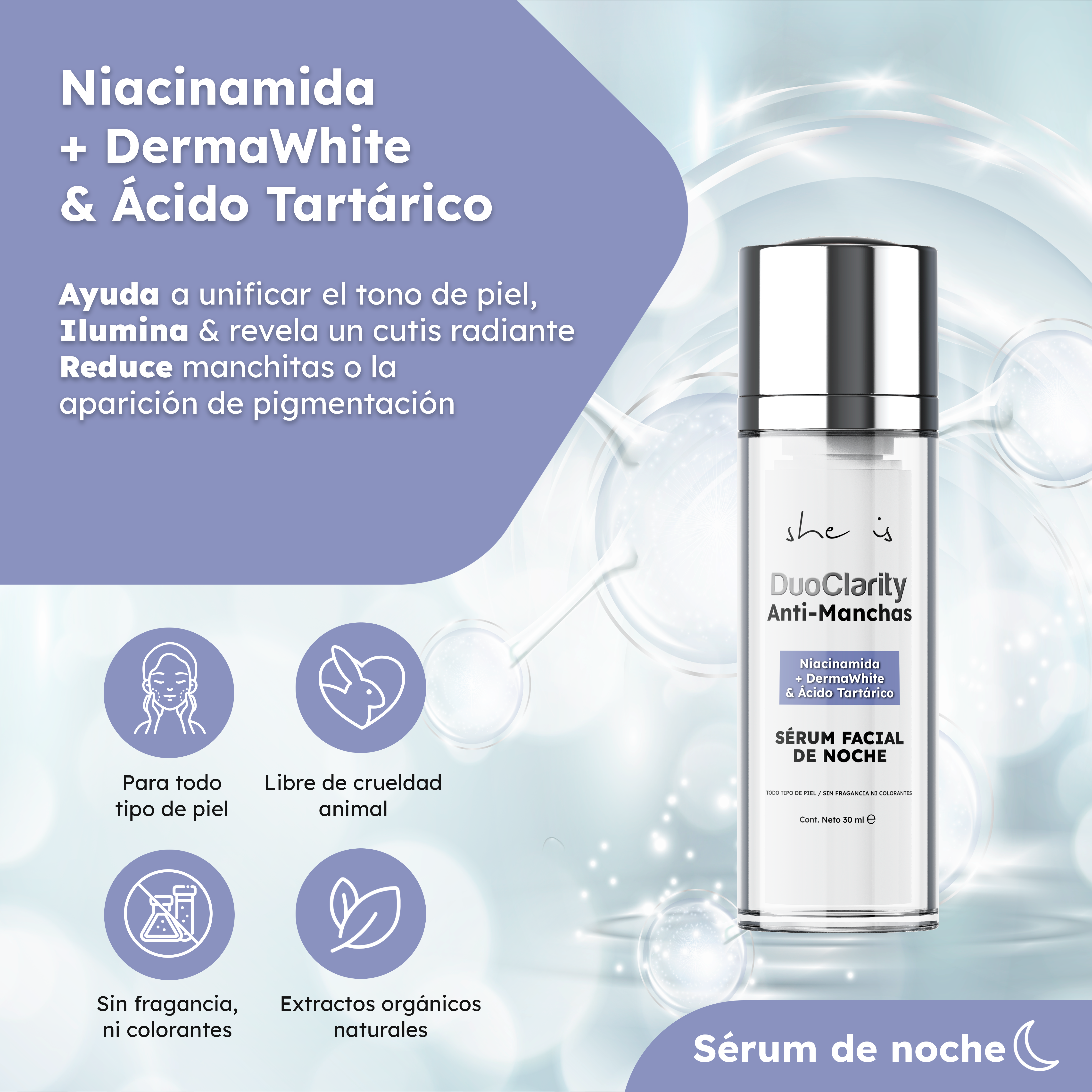 Set Facial Antimanchas DuoClarity (Tratamiento Nocturno) She is skincare 