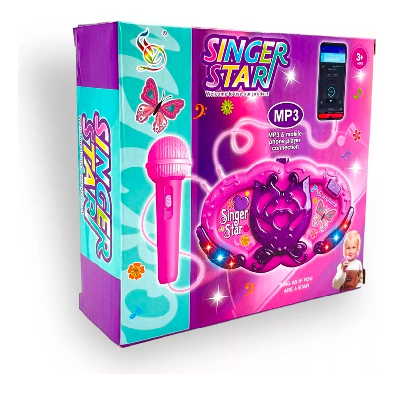 juguete Portátil Karaoke Mp3 Para Cintura Musica Micrófono Para niñ@s morado/rosa