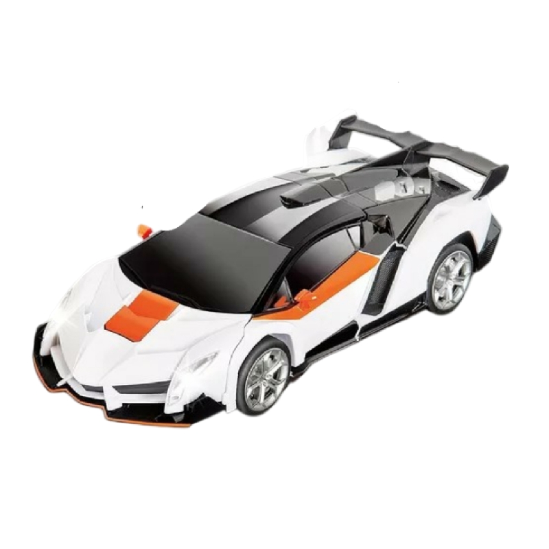 Carro Transformer Radio Control Con Sensor Robot Car Color Blanco Con Naranja.