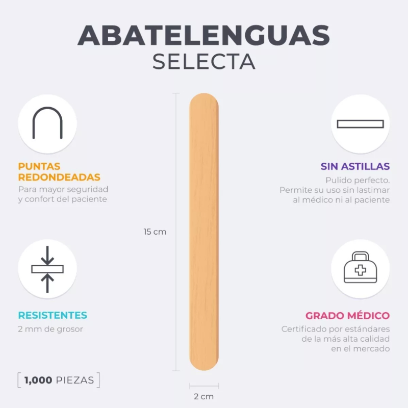 500 Abatelenguas Grado Médico Selecta Desechable De Madera