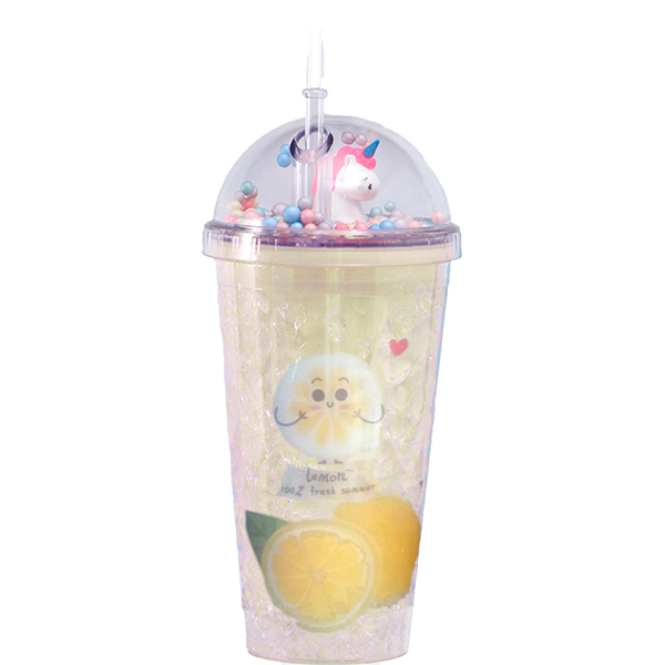 Vaso hidrogel diseño con unicornios novedad y de moda con luz led 500ml limon