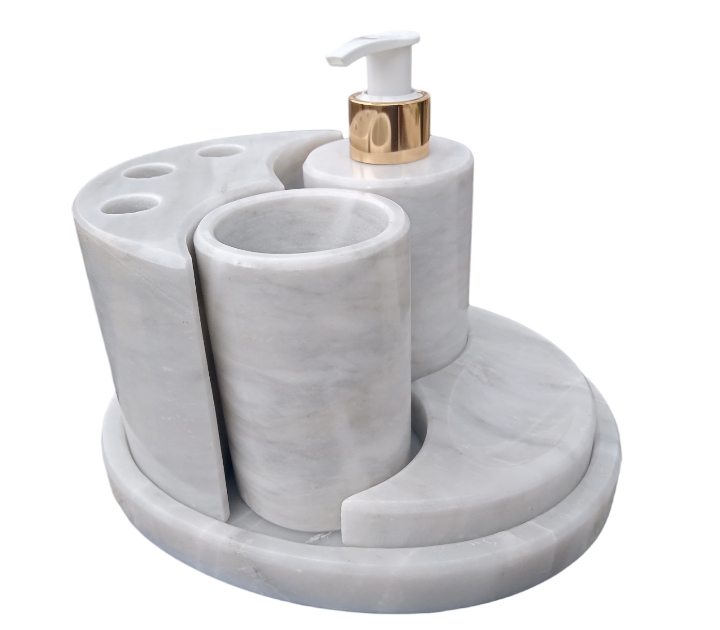 Juego de baño de Marmol Blanco modelo ovalado,.