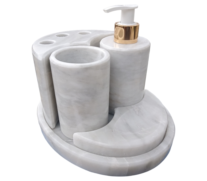 Juego de baño de Marmol Blanco modelo ovalado,.