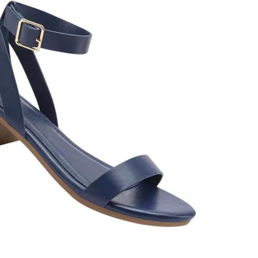 Sandalias con tacón bajo y correa en el tobillo de unicolor para mujer
