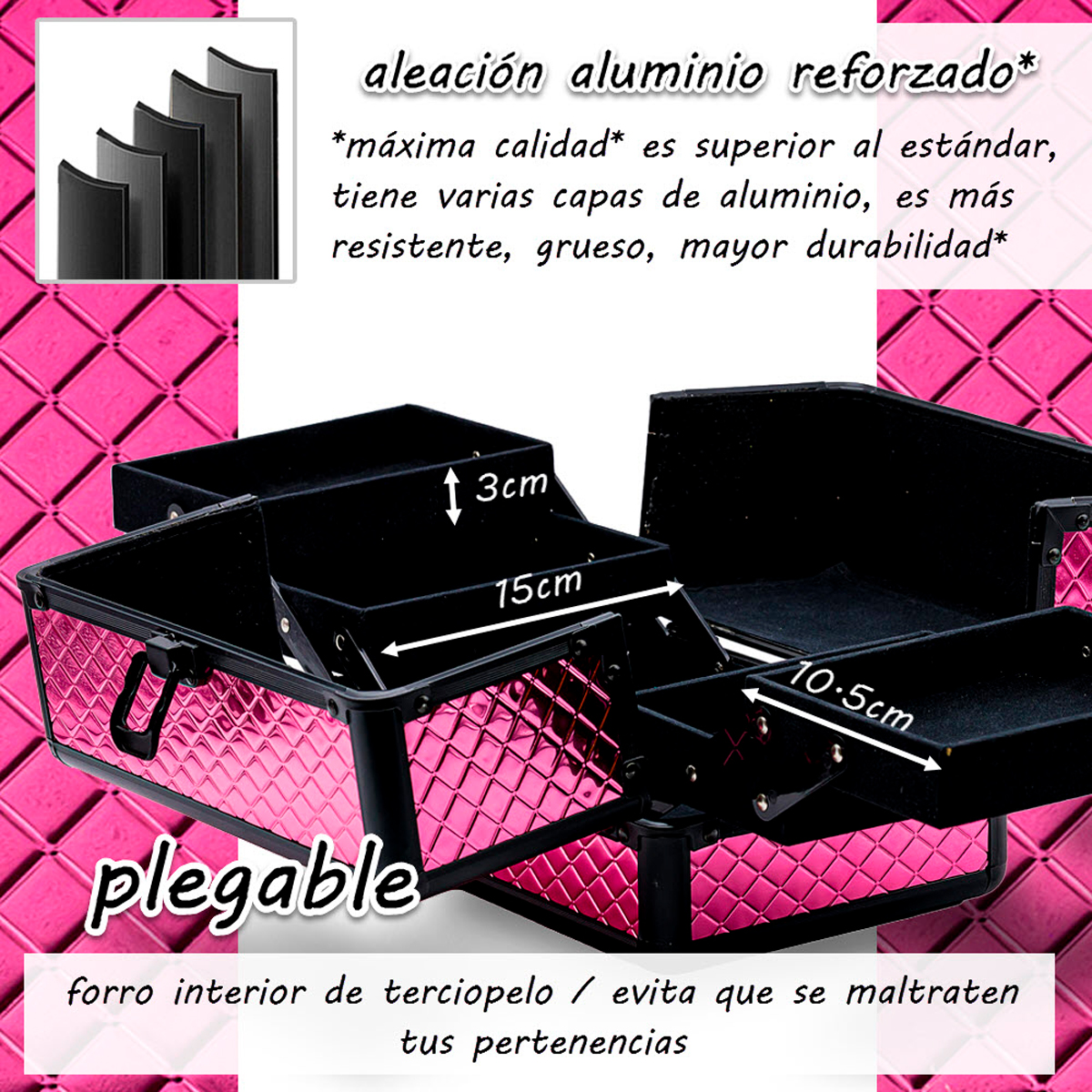 Neceser Cosmetiquera Organizador Profesional Reforzado Azul Claro