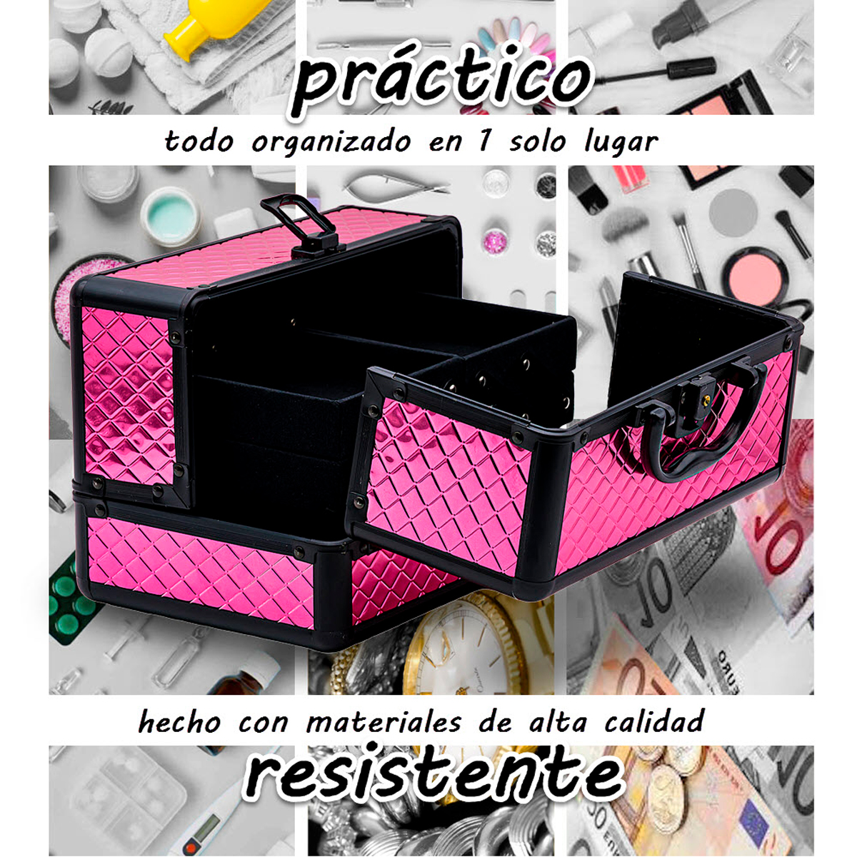 Neceser Cosmetiquera Organizador Profesional Reforzado Azul Claro