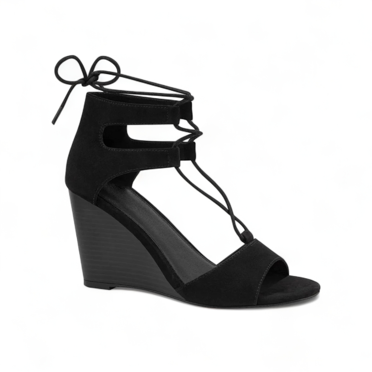 Sandalia con plataforma y tacón corrido con lazo en el tobillo