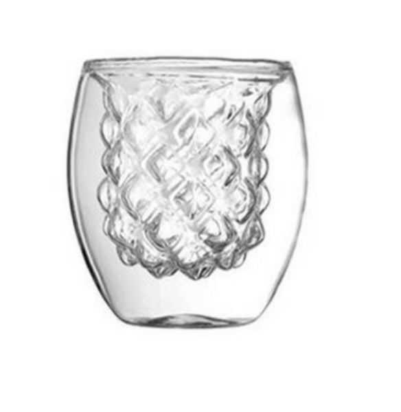 2 Vasos De Vidrio De Doble Capa Interior Forma Piña Bebidas.