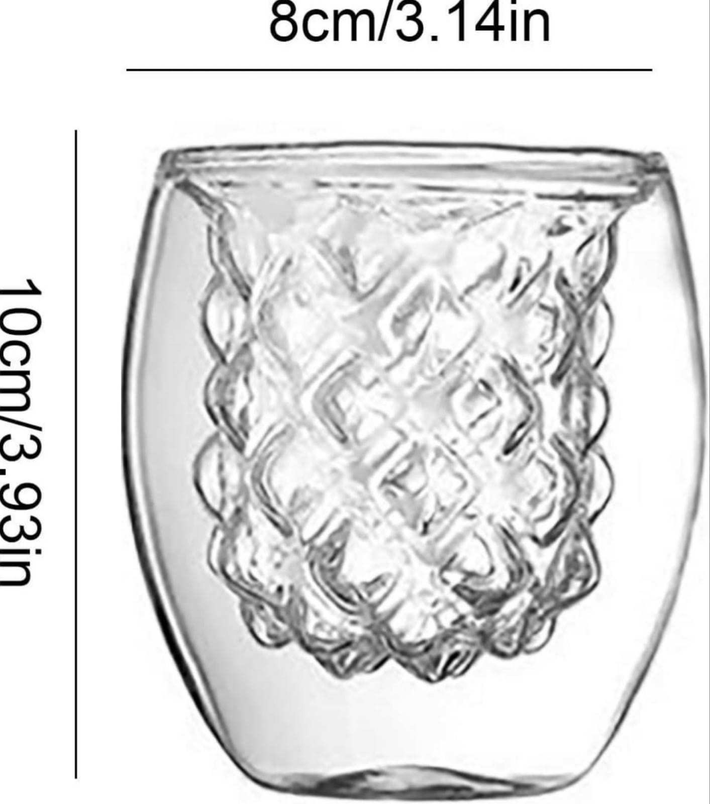 2 Vasos De Vidrio De Doble Capa Interior Forma Piña Bebidas.