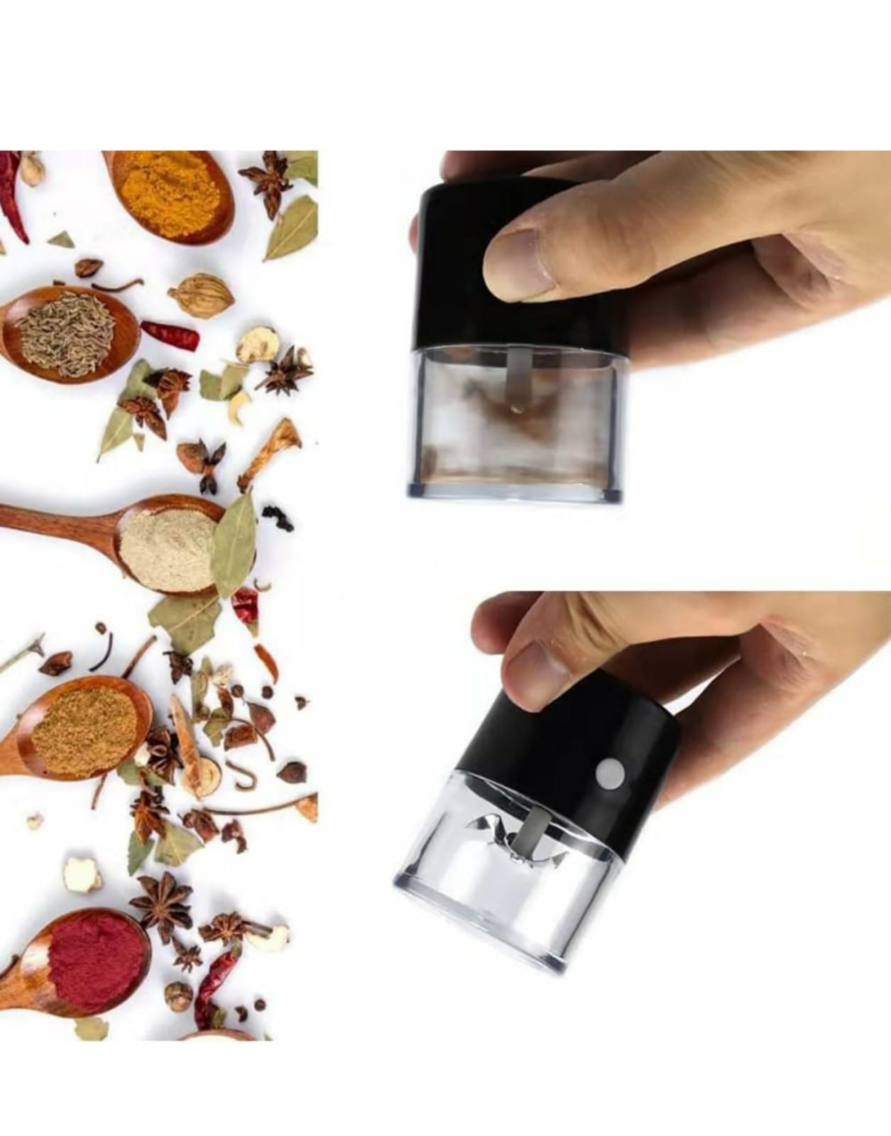 Mini Molinillo Negro Grinder Eléctrico Especias Tabaco Hierbas.