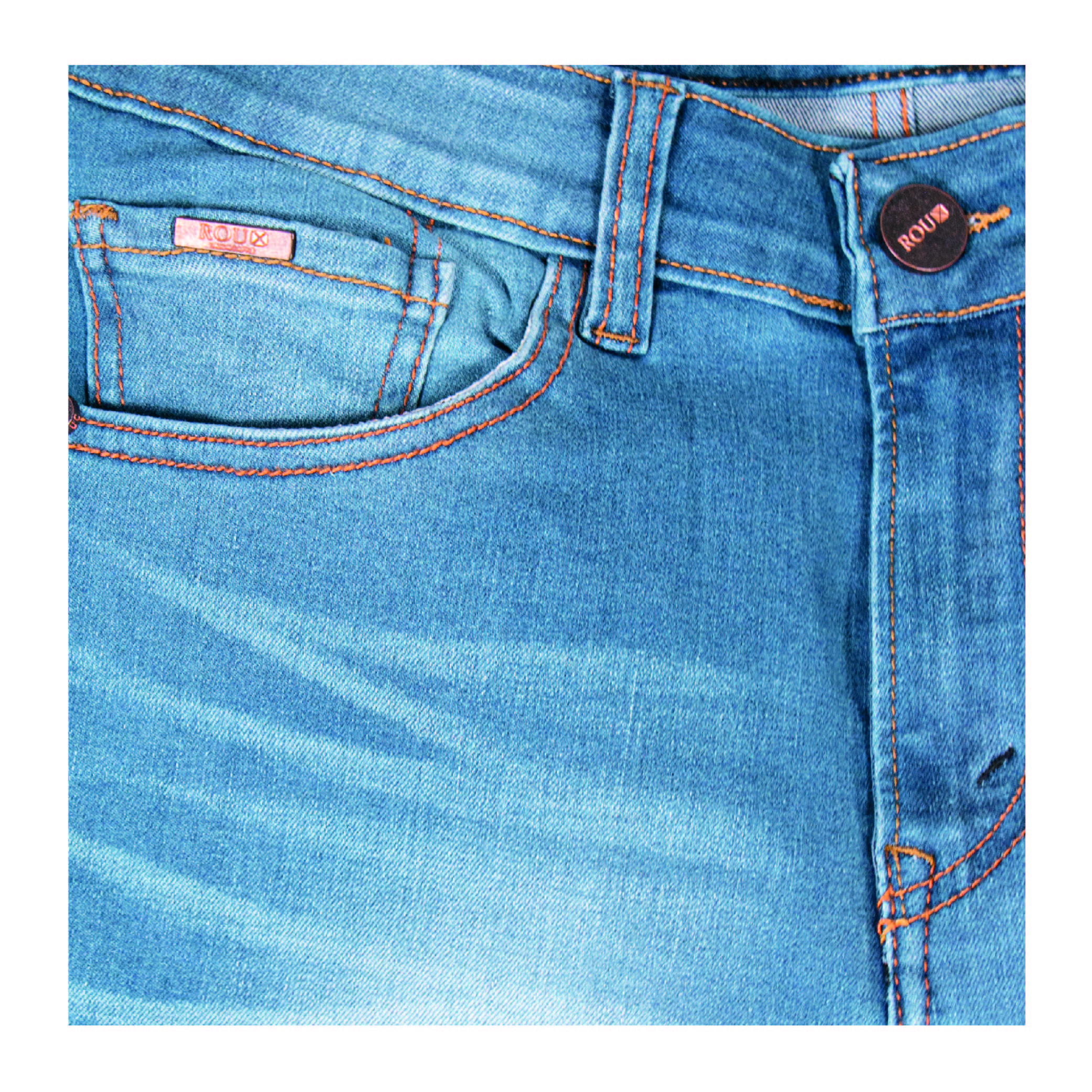 pantalon Pixx de mezclilla claro con patron de rayas