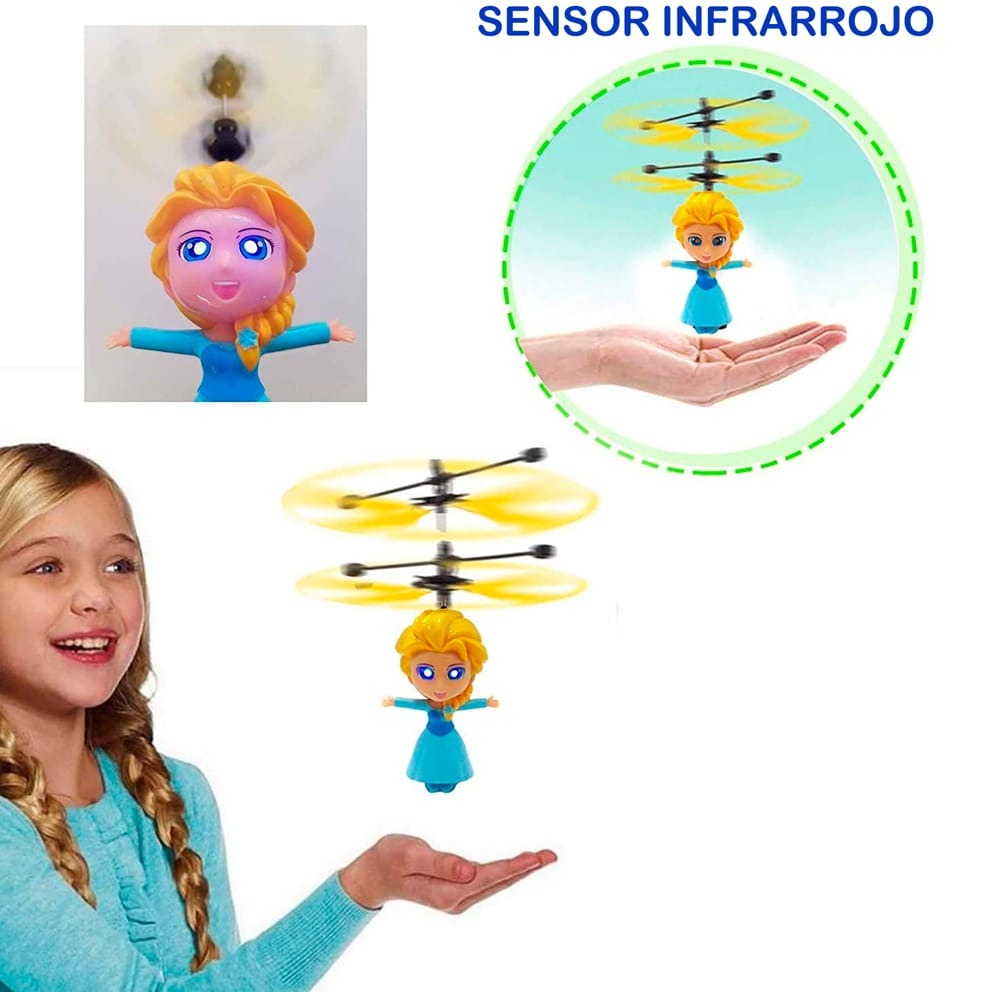 Mini Dron Princesa Voladora Inducción Con Luz Recargable.