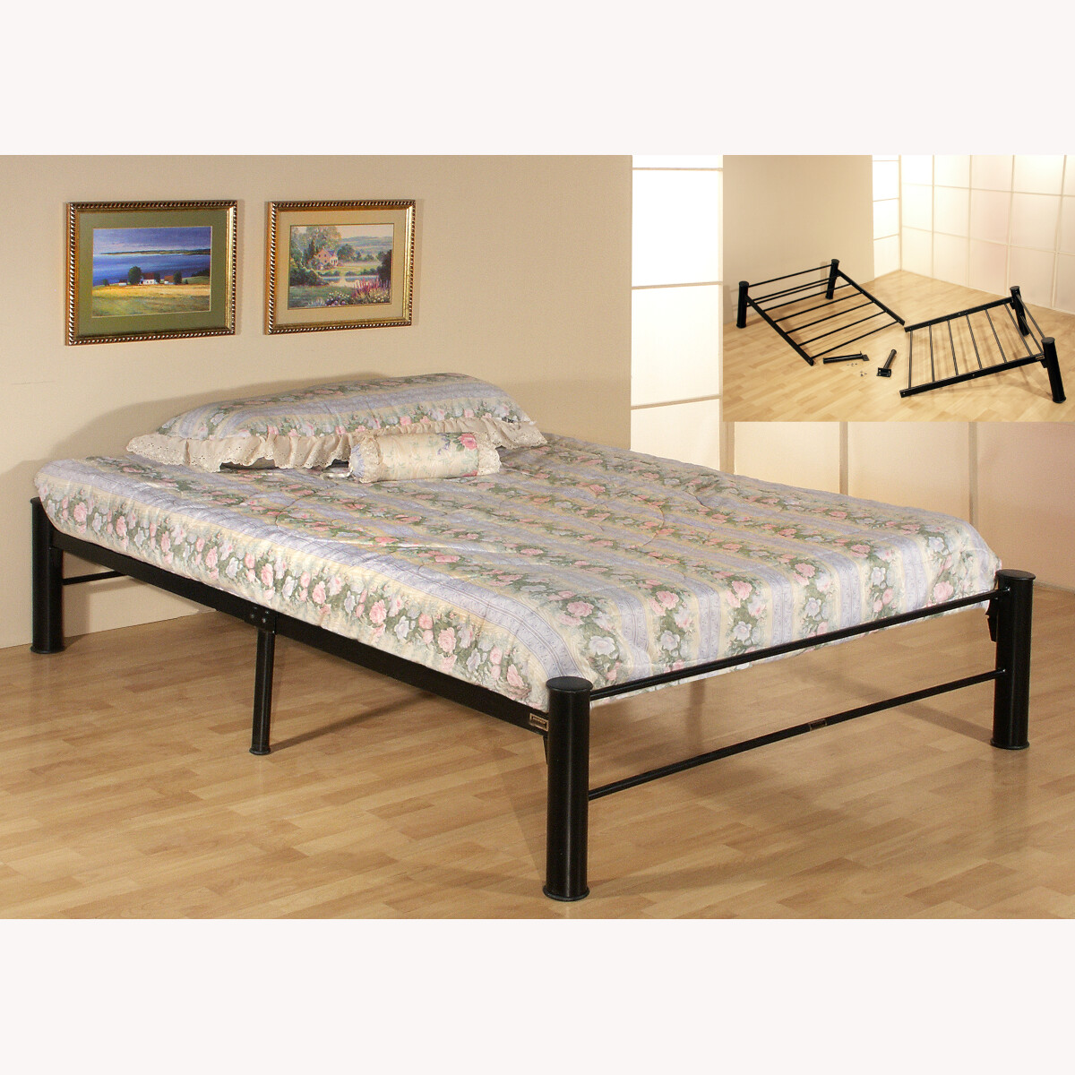 CAMA PLEGABLE DE ACERO TAMAÑO INDIVIDUAL MODELO 3020 COLOR NEGRO.