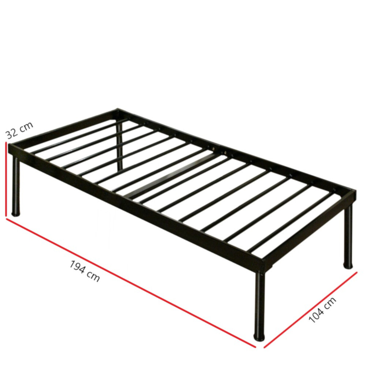 CAMA PLEGABLE DE ACERO TAMAÑO INDIVIDUAL MODELO 3020 COLOR NEGRO.