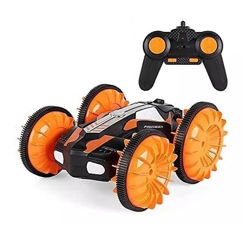 Carro Anfibio Naranja Todo Terreno Doble Lado Giro 360° Radio Contro.