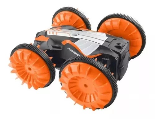 Carro Anfibio Naranja Todo Terreno Doble Lado Giro 360° Radio Contro.
