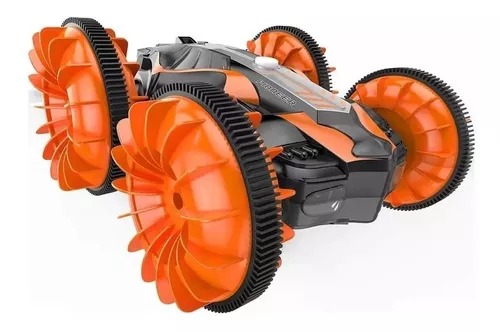 Carro Anfibio Naranja Todo Terreno Doble Lado Giro 360° Radio Contro.