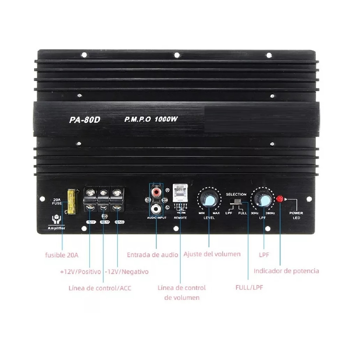 Amplificador Para Auto 1000w 1 Canales Profesional.