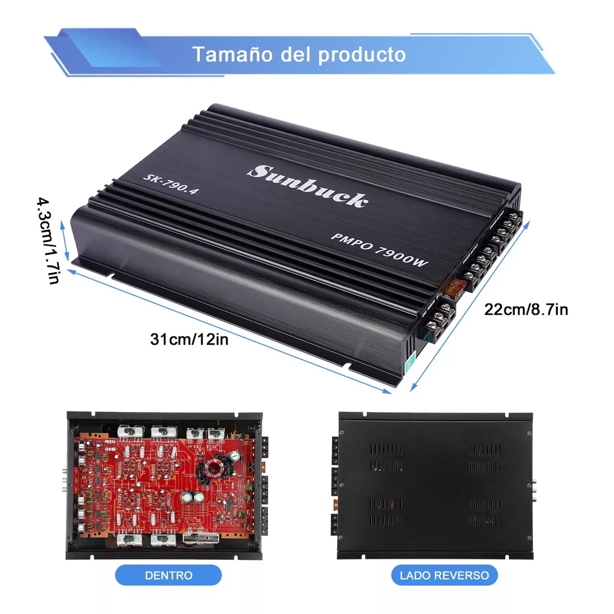 Amplificador De Audio Para Auto 4 Canales 7900 W.