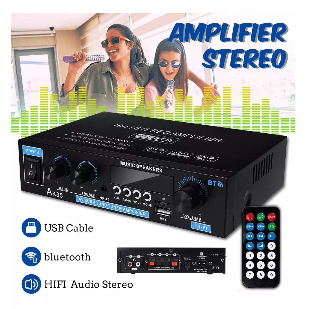 Amplificadores Y Bocinas Digitales Para El Hogar Ak35 800w.