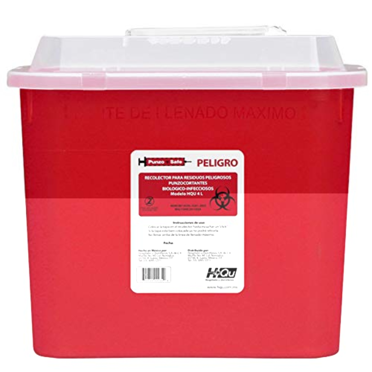 Bote Contenedor Punzosafe Para Punzocortantes RPBI Capacidad De 4 Litros.