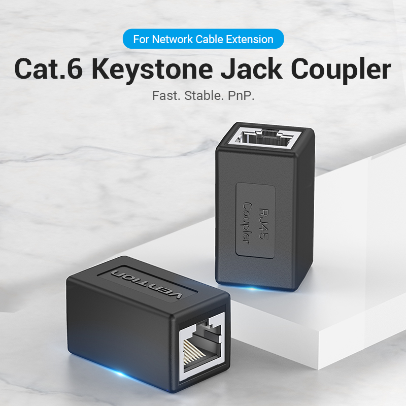 Adaptador Conector RJ45 Vention Cat.6 FTP/ RJ45 Hembra - RJ45 Hembra/ Negro.