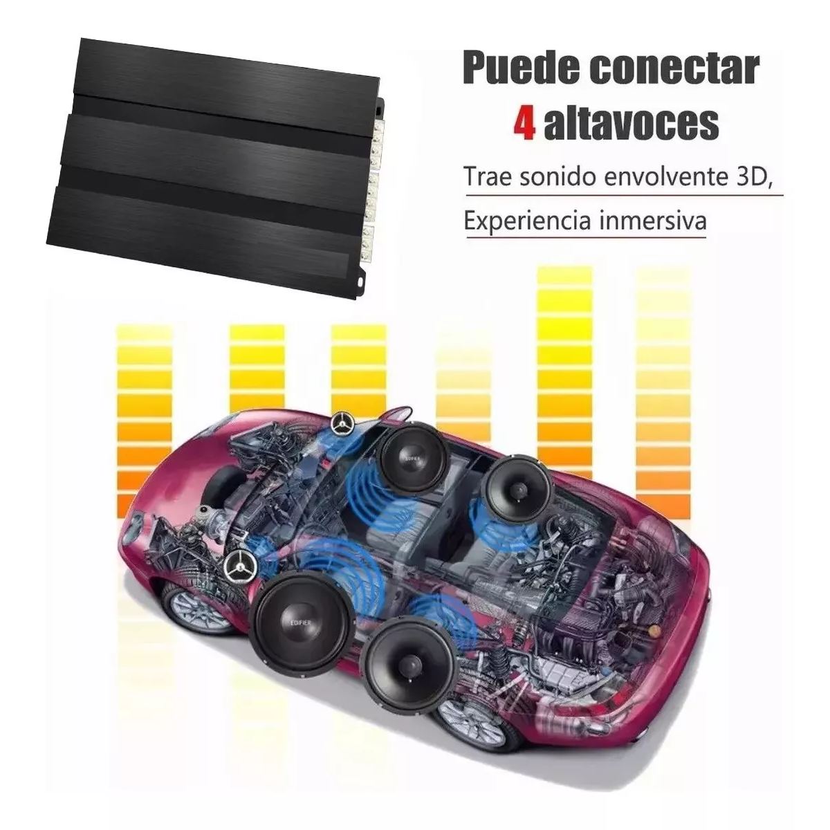 Amplificador Audio 4 Canales Para Auto Carro Con Bluetooth.