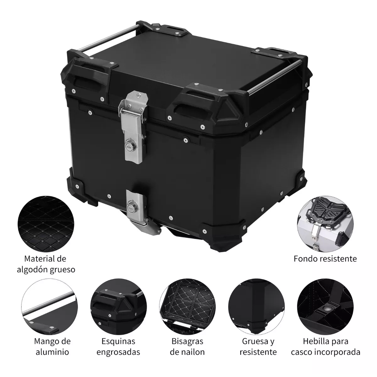 Caja Moto Top Case Aluminio Baul Trasero 45 L Negro.