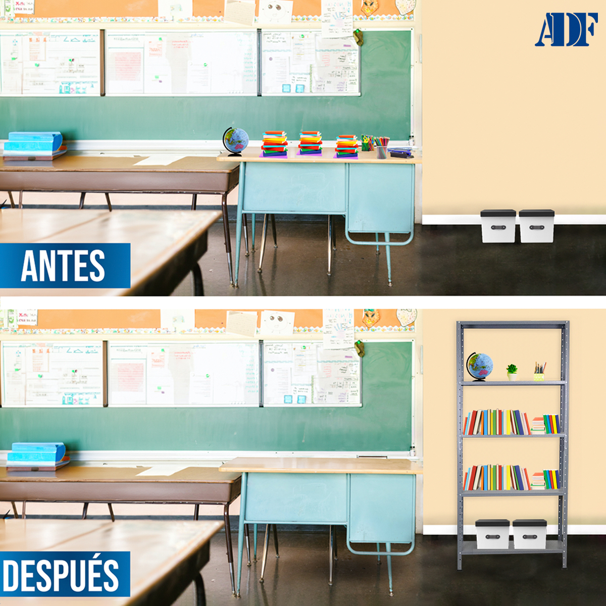  ADF Estante Anaquel Metálico con 5 Repisas Ajustable 190x84x30cm Organizador Color Gris Carga 250kg .