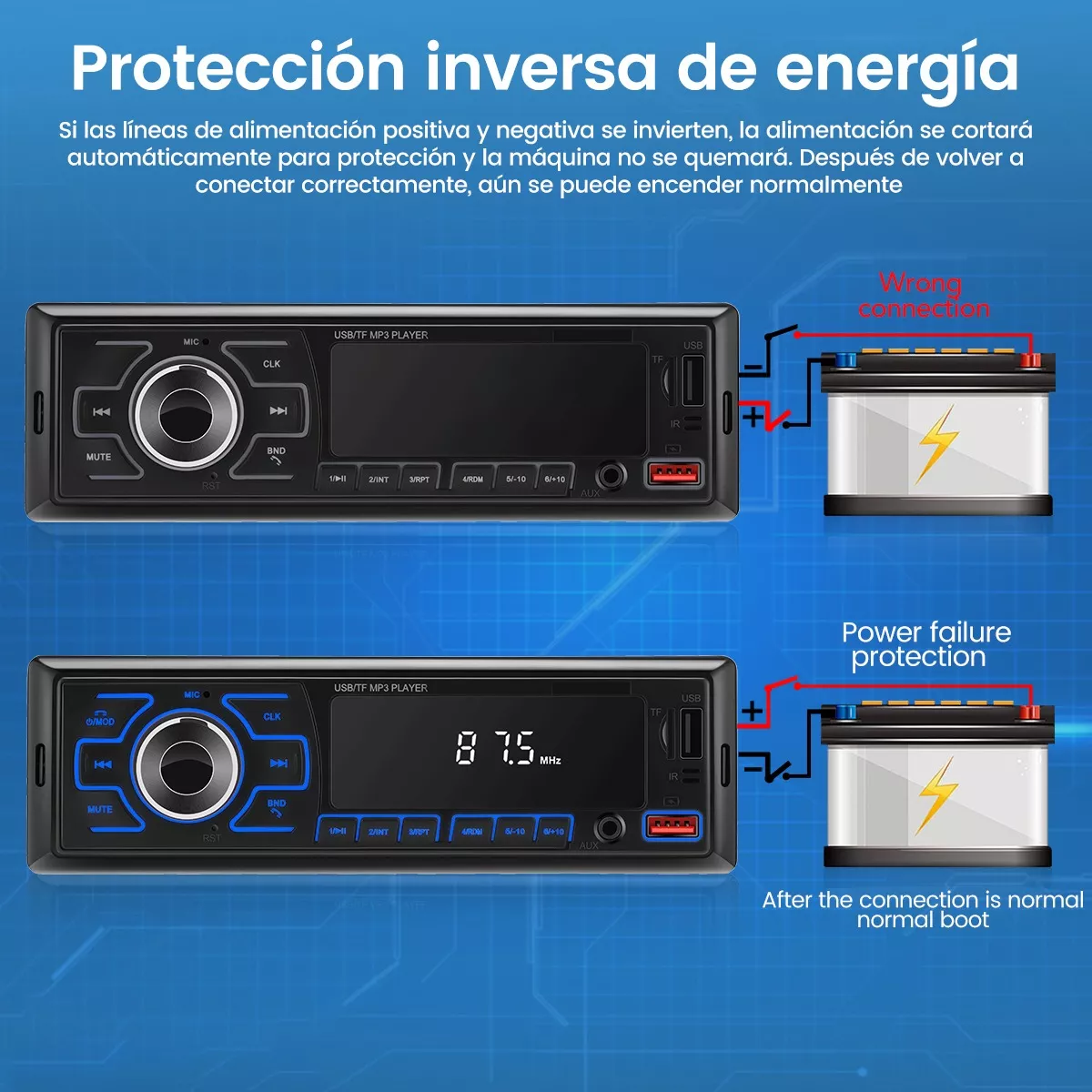 Estéreo Para Auto Con Mp3 2 Usb Bluetooth 1 Din Radio Fm Aux.