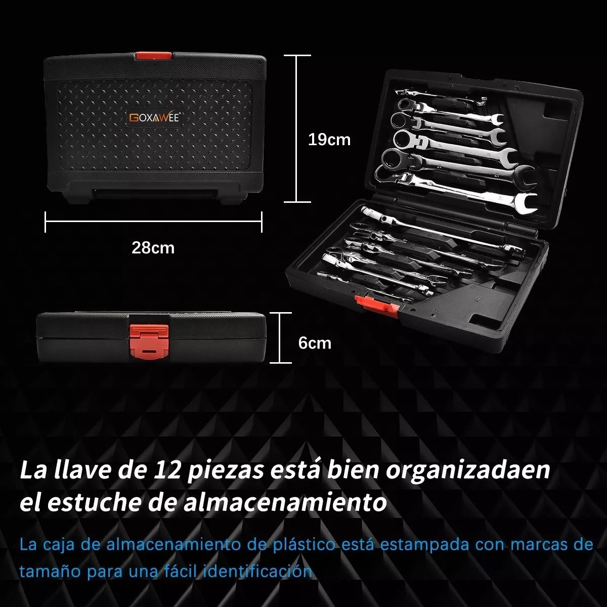 Set 12pzs Llave Inglesa Combinada Tipo Matraca Ajustable.