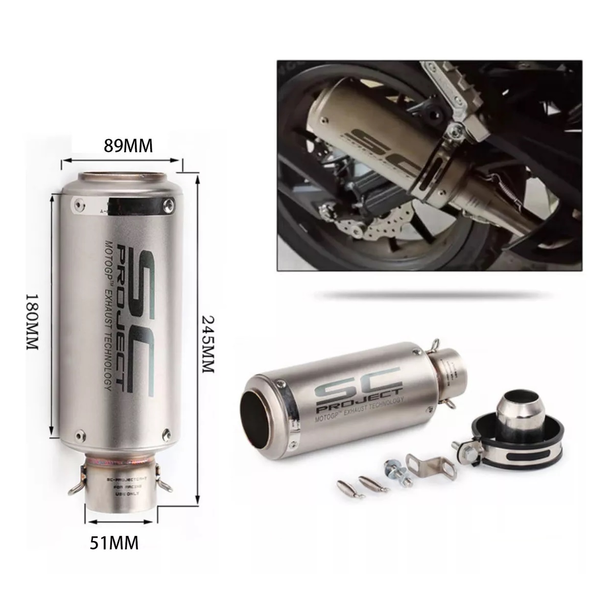 Silenciador De Tubo De Escape Universal Para Motocicleta.