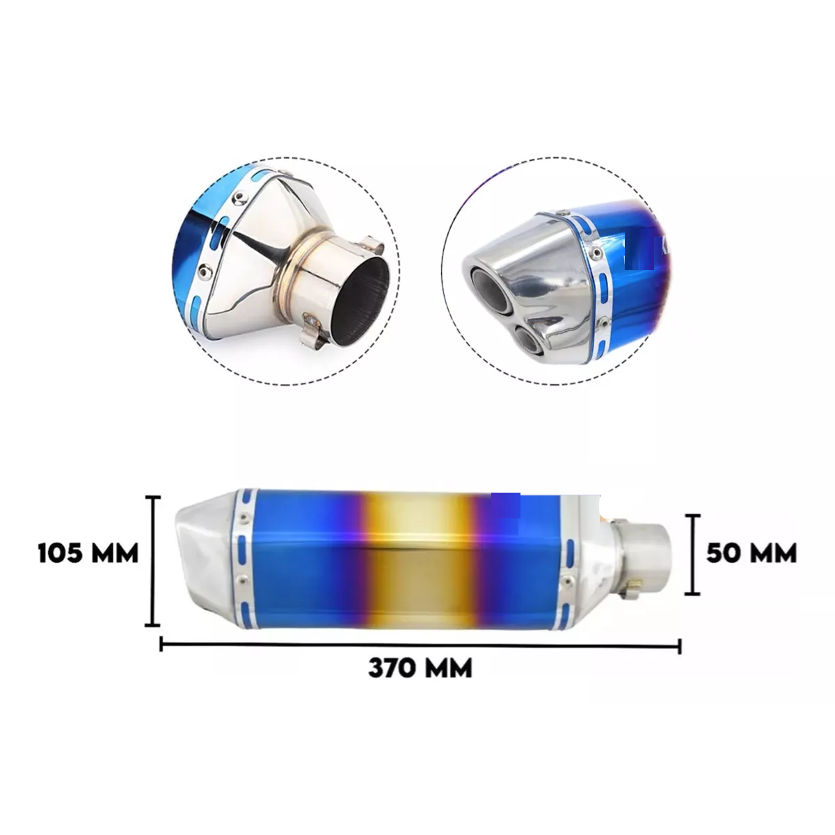 Tubo De Escape Para Moto Deportiva Italika Universal 38-51mm.