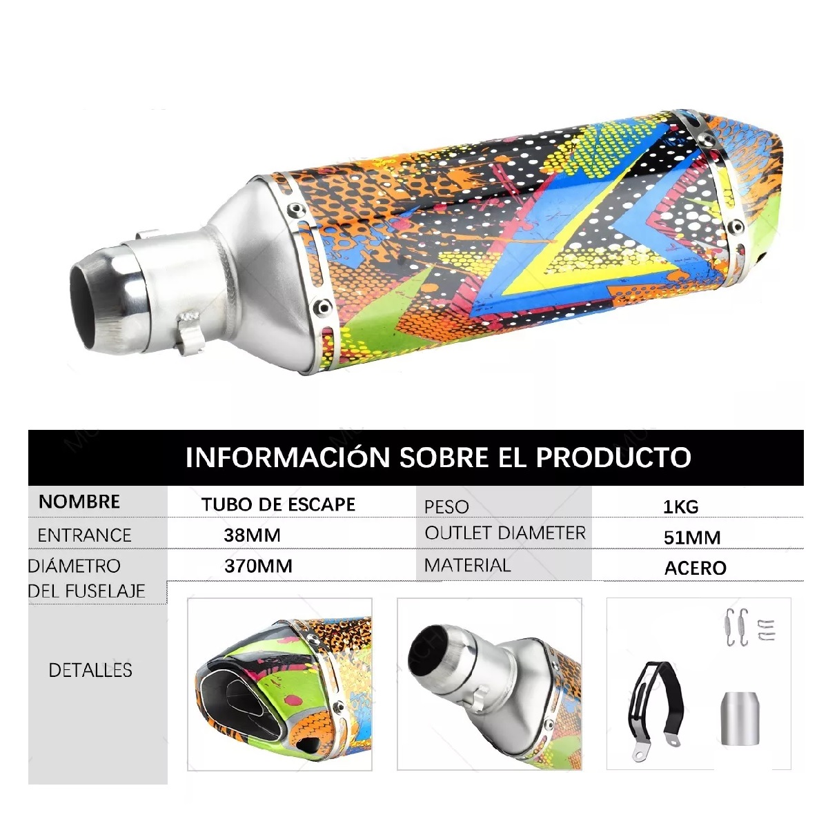Escape Silenciador Deportivo P/moto Estilo Pintado Colorido.