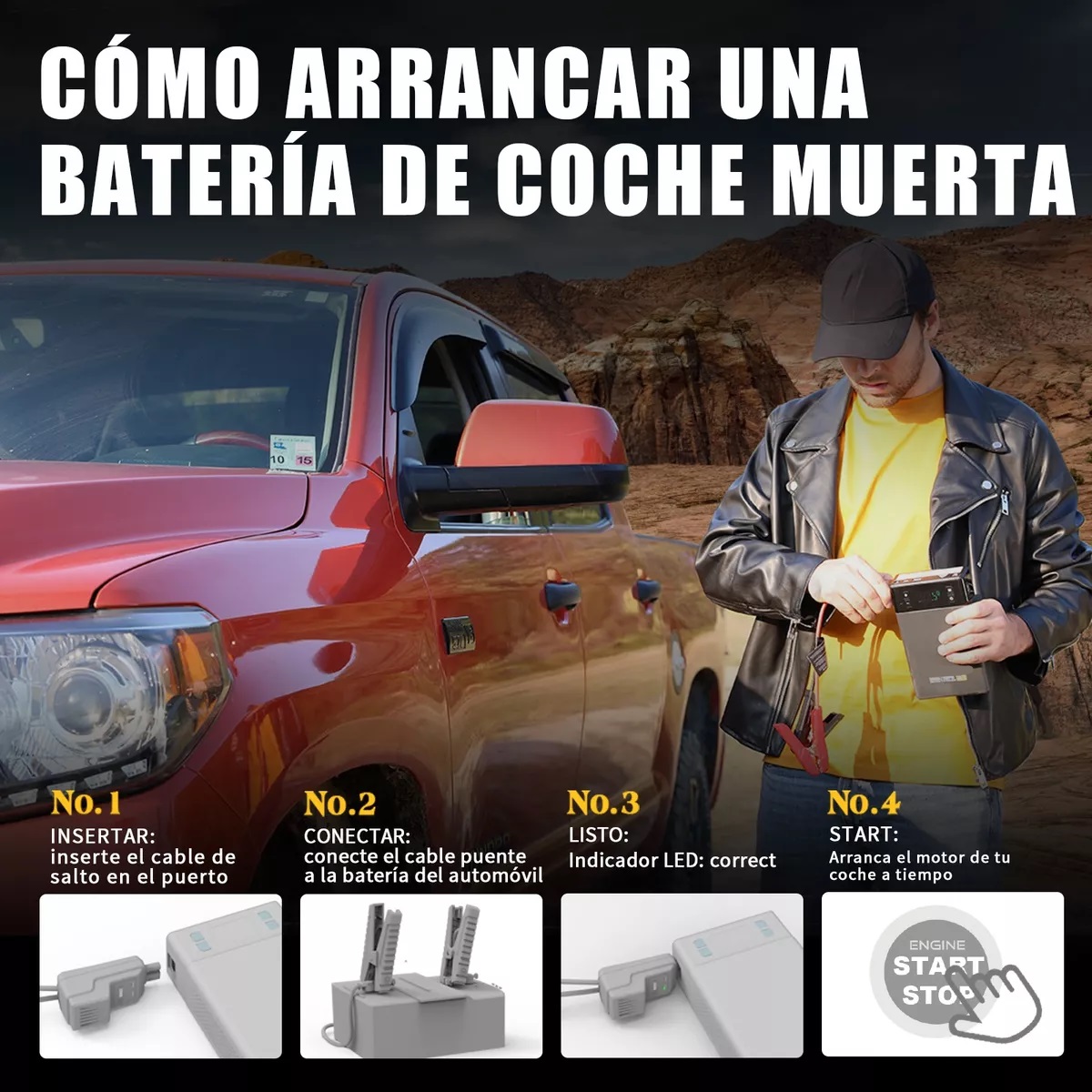 Arrancador De Batería X1 Portátil Compresor Inflador.