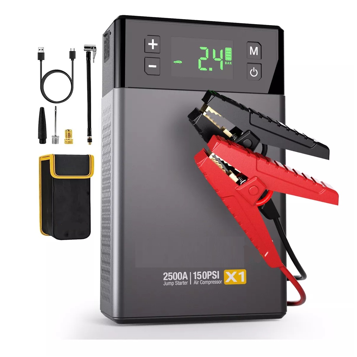 Arrancador De Batería X1 Portátil Compresor Inflador.