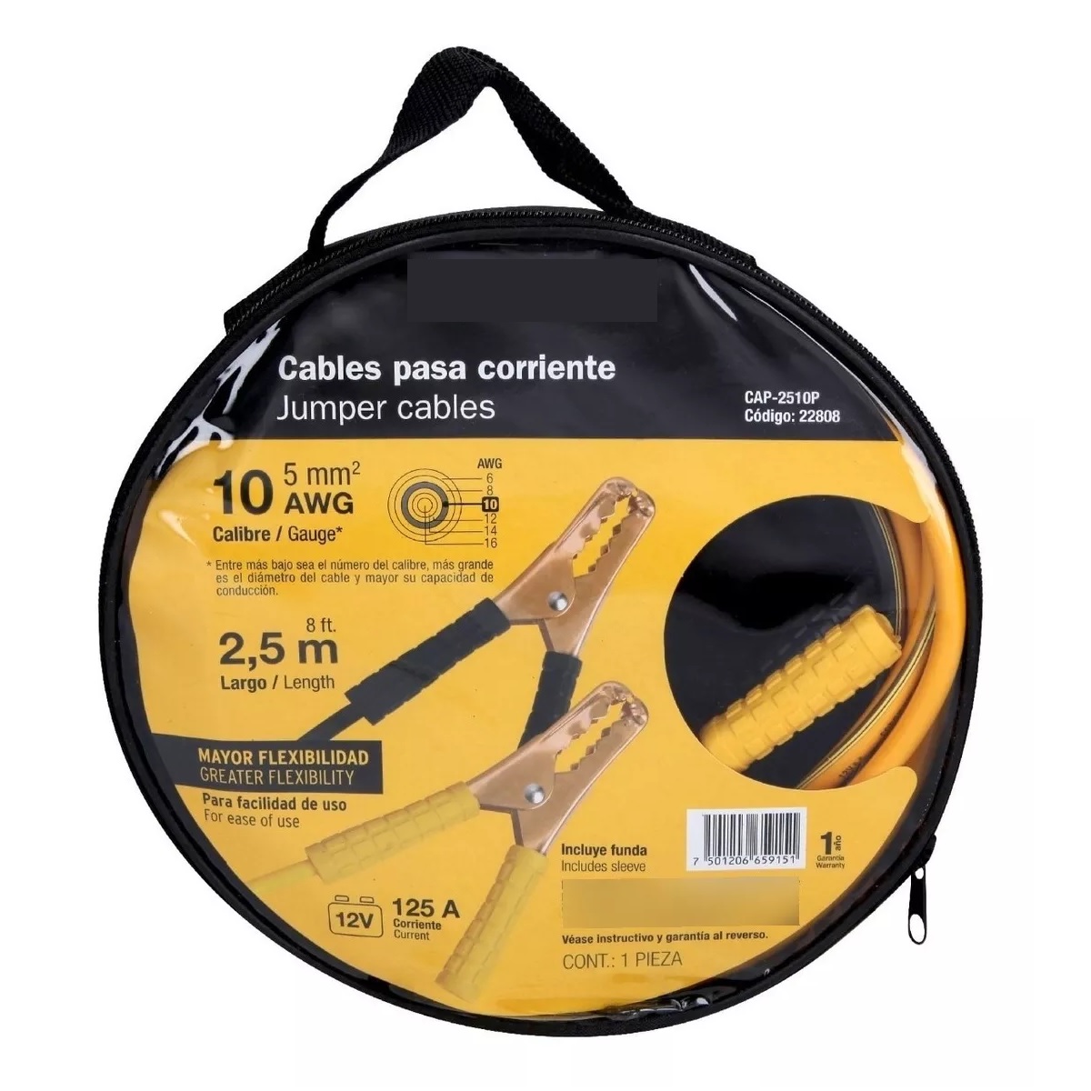 Juego De Cables Para Pasar Corriente Cal 10 2.5 Mt 125 Amp.