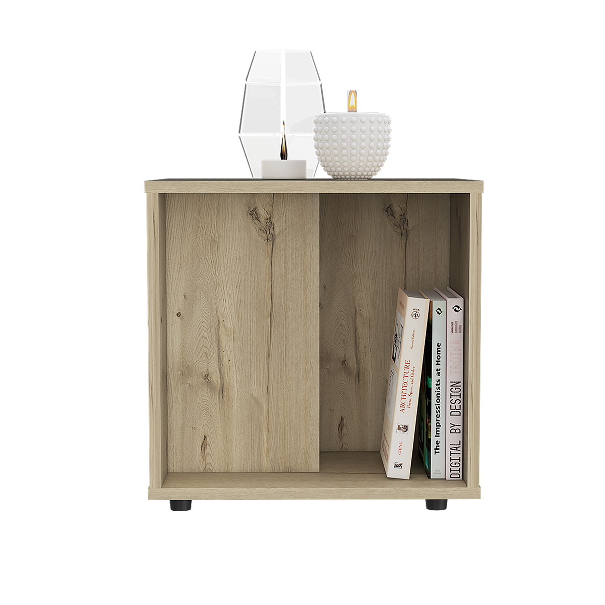MESA AUXILIAR ARMABLE IDEAL PARA LA SALA O EL COMEDOR CON ESPACIO INFERIOR MODELO PRANA COLOR DUNA.