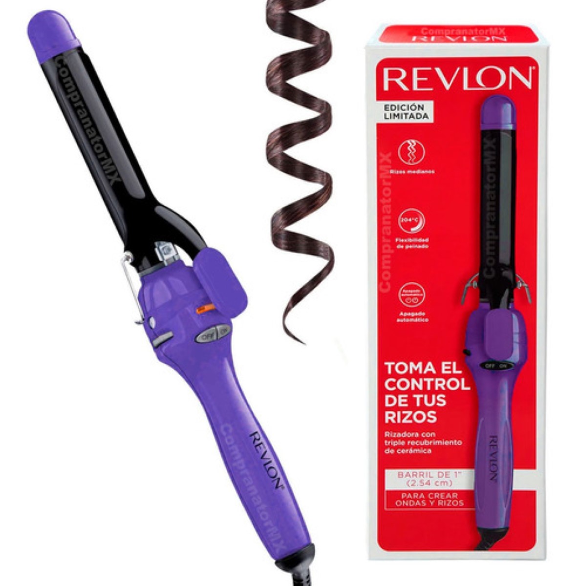 Rizadora Cabello Ceramica Turmalina Tenaza Ferro Violeta