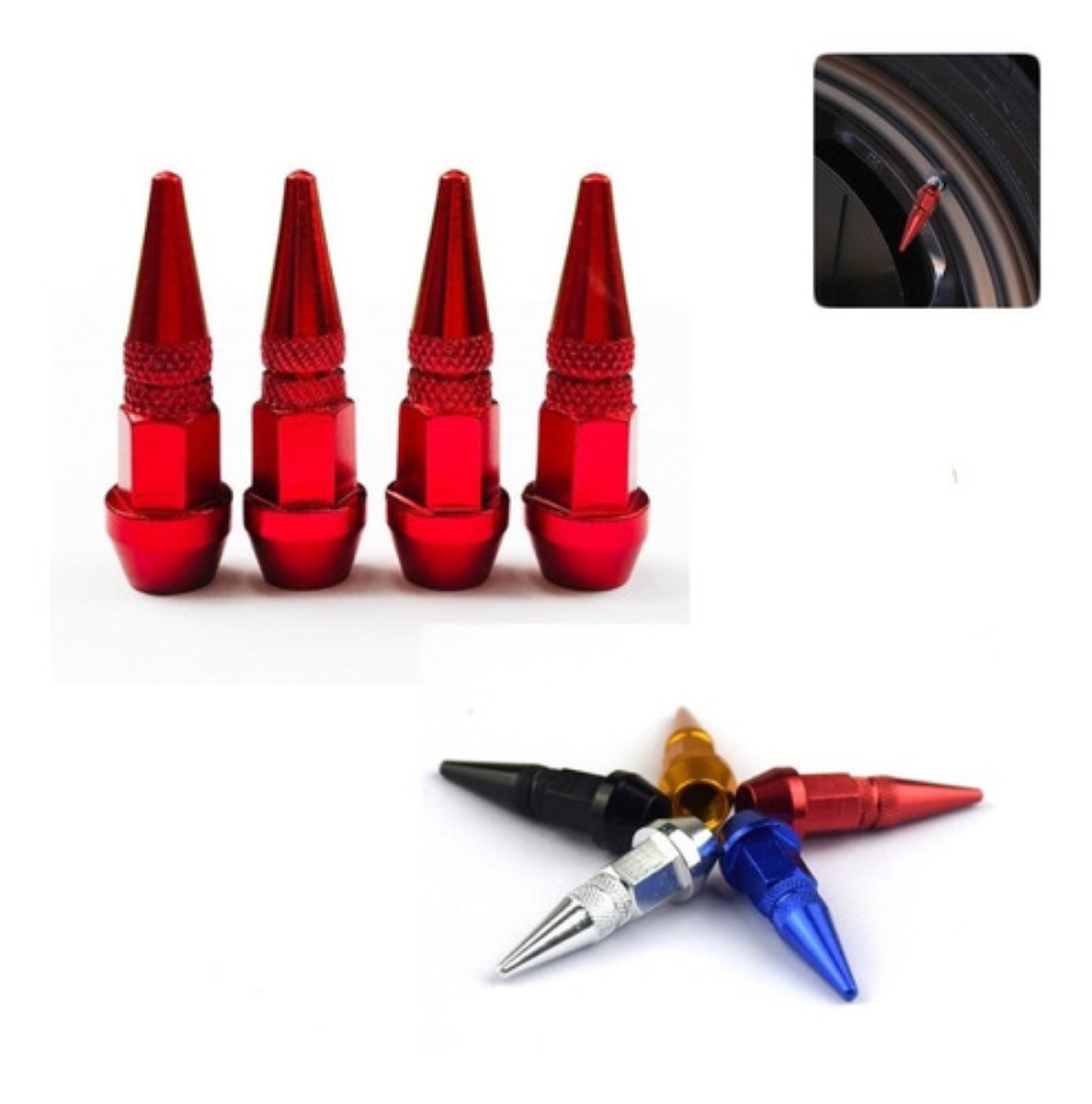 4pzs Picos Pivote Cubre Válvula Alumini 4.5cm Auto Moto Bici azul