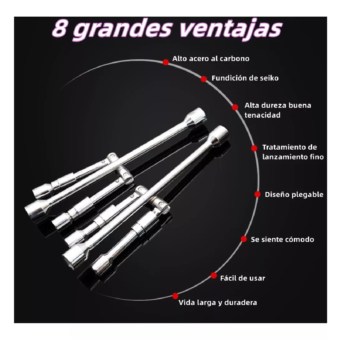 Kit 3Pza Llave Cruz Cruceta Reforzada Para Auto 17/19/21/23mm.