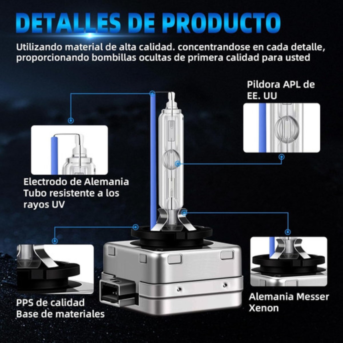 Focos De Coche D3s Hid Xenon Faros Kits 8000k Gris